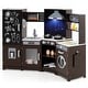 preview thumbnail 1 of 28, Gymax Corner Kids Play Kitchen Wooden Pretend Toy Kitchen w/ Realistic Brown