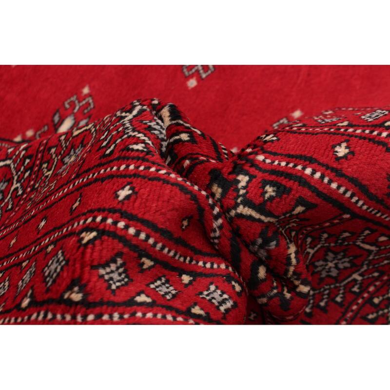 ECARPETGALLERY Hand-knotted Finest Peshawar Bokhara Dark Red Wool Rug - 8'0 x 10'7