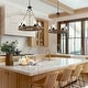 preview thumbnail 6 of 24, Farmhouse 6-Light Wagon Wheel Wood Chandelier with Seeded Glass Shade for Dining Living Room