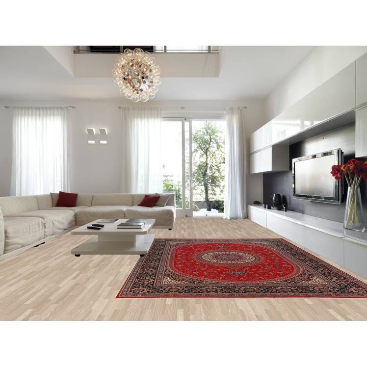 Red Medallion Tabriz Turkish Area Rug Machine Made Carpet - 9'7"x 13'0"