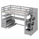 preview thumbnail 16 of 34, Twin Loft Bed with Desk and Shelves, Drawers, Storage Staircase, Gray