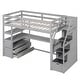 preview thumbnail 14 of 30, Twin Size Loft Bed with Desk, Shelves, Storage Staircase, and 2-Drawers in Grey for Maximized Space Bedroom