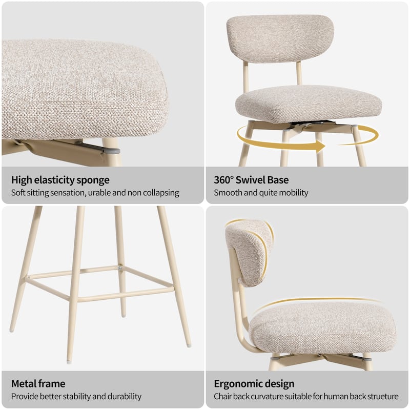 Modern Nearly 26" H Swivel Faux Leather Counter Height Bar Stools