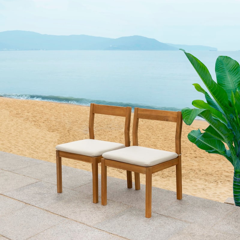SAFAVIEH Couture Mayaguana Brazilian Teak Dining Chair (Set of 2) - 20"W x 22"D x 33"H
