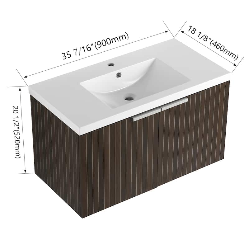 BNK 24"/30"/36" Single Sink Bathroom Vanity with Soft Close Door, Modern Floating Vanity