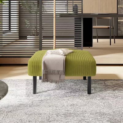 Small Ottoman Footstool with Legs, Corduroy Fabric Ottoman Foot Stool with Soft Padded seat