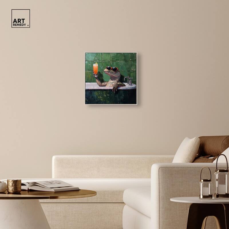 Cocktail Croc I Canvas by Art Remedy