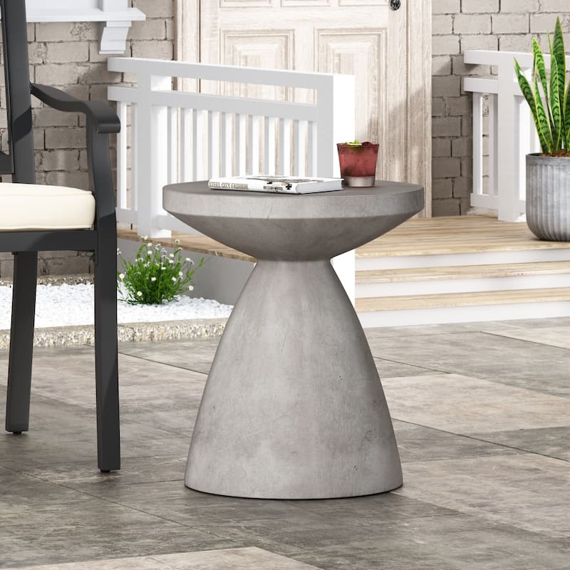 Bissell Outdoor Lightweight Concrete Side Table by Christopher Knight Home - Concrete Finish