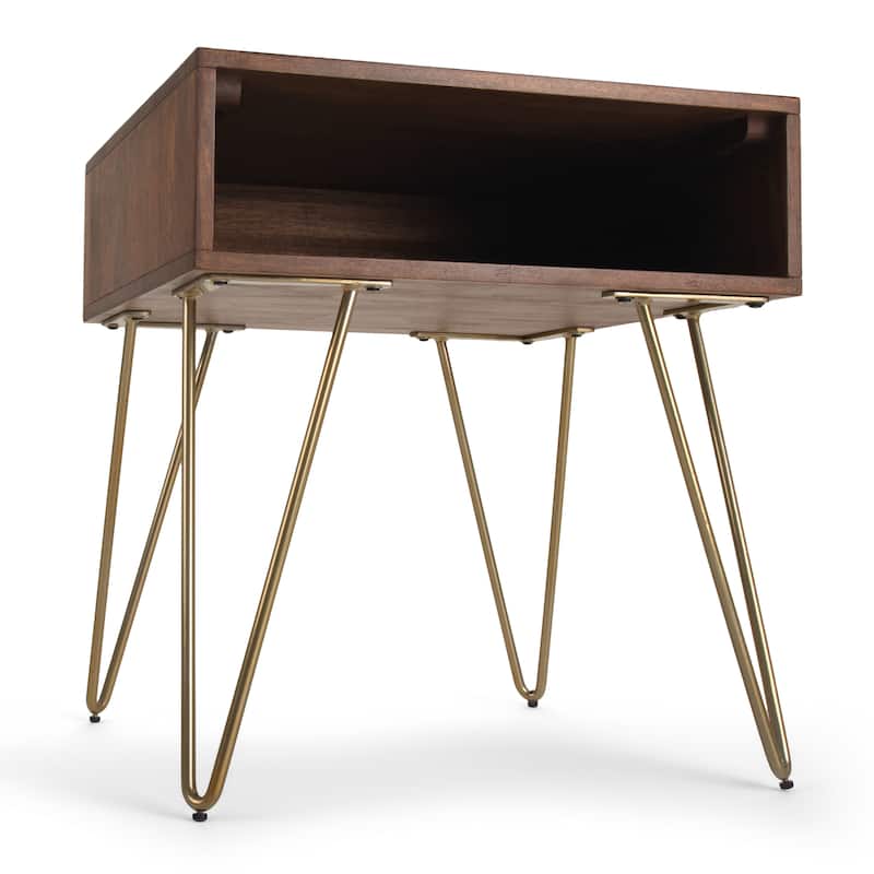 WYNDENHALL Moreno SOLID MANGO WOOD and Metal 22 inch Wide Square Industrial End Side Table - 22 W x 22 D x 23 H
