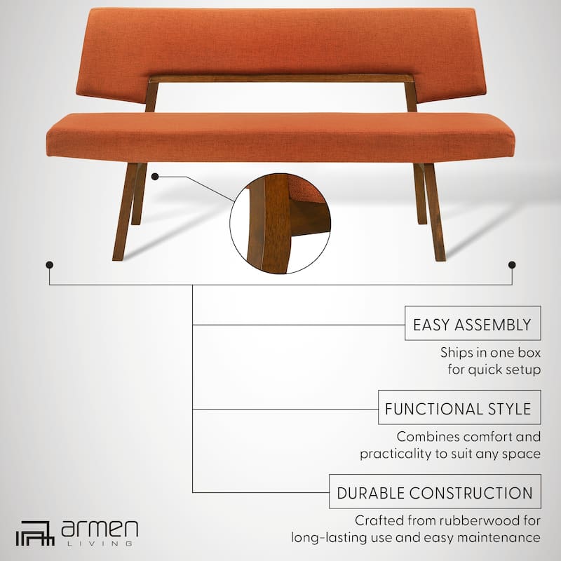 Channell Mid-Century 63" Upholstered Wood Entryway Dining Bench