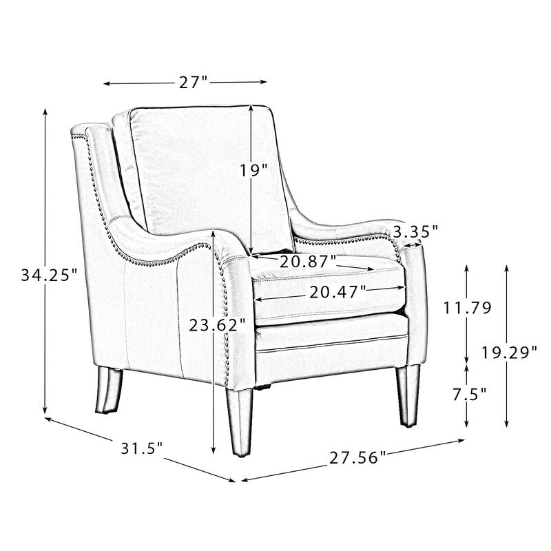Pascual Comfy Living Room Armchair with Solid Wood Legs