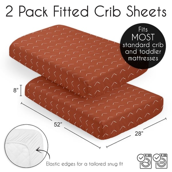 Sweet Jojo Designs Orange Boho Arrow Boy Girl Gender Neutral 2p Fitted Crib Sheets Modern Bohemian Farmhouse for Diamond Tuft
