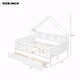 preview thumbnail 9 of 8, Wood Full Size House Platform Bed with LED, Storage Shelves, Drawers, and Guardrail