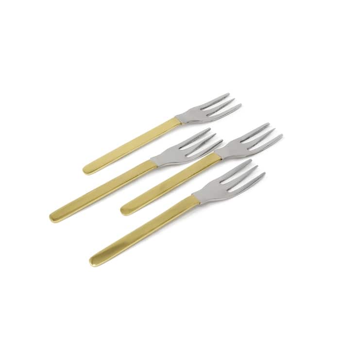 Gold and White Dessert Spoons/Forks, Set of 4