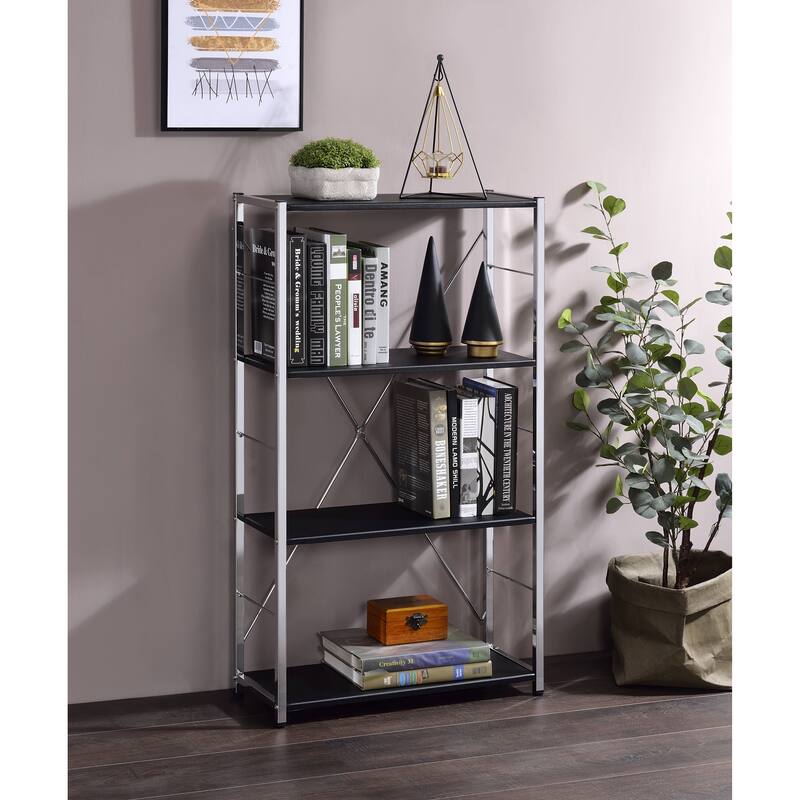 Tennos Black & Chrome Finish Bookshelf