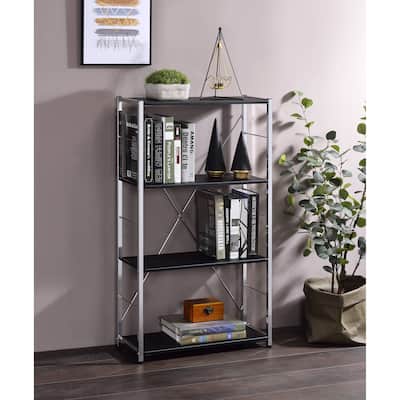 Tennos Black & Chrome Finish Bookshelf