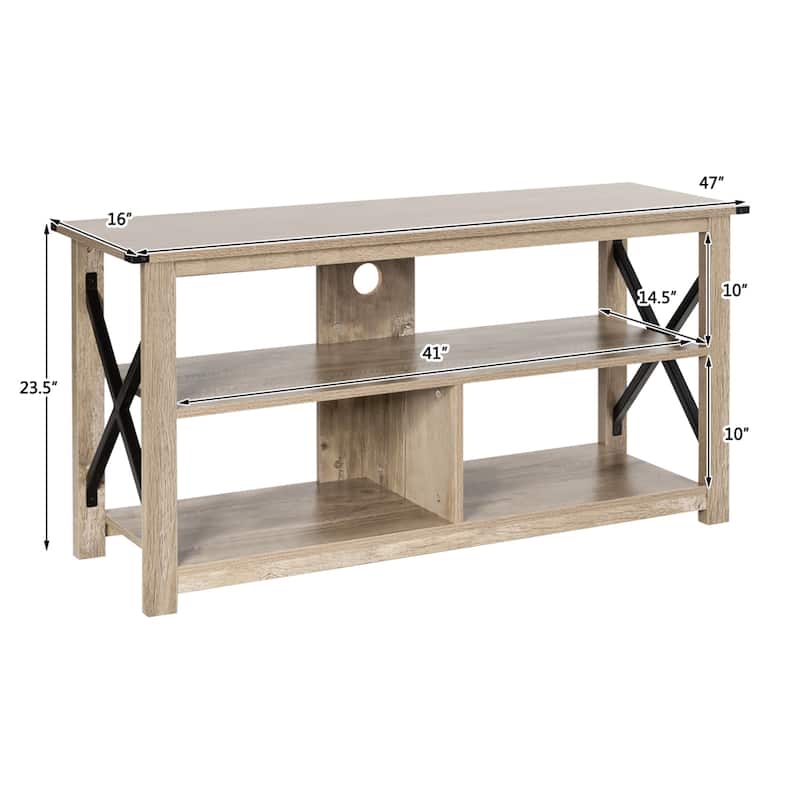 Gymax 3-Tier TV Stand Entertainment Center for TV's up to 55'' w/ Open - 47'' x 16'' x 23.5''
