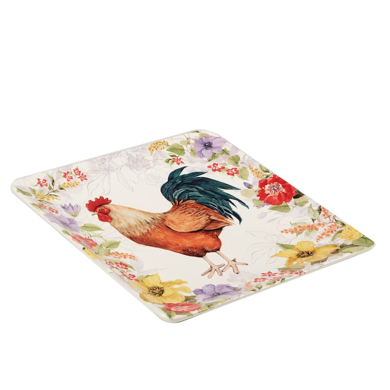 Certified International Floral Rooster Square Platter 12.5" - 12.5" x 12.5"