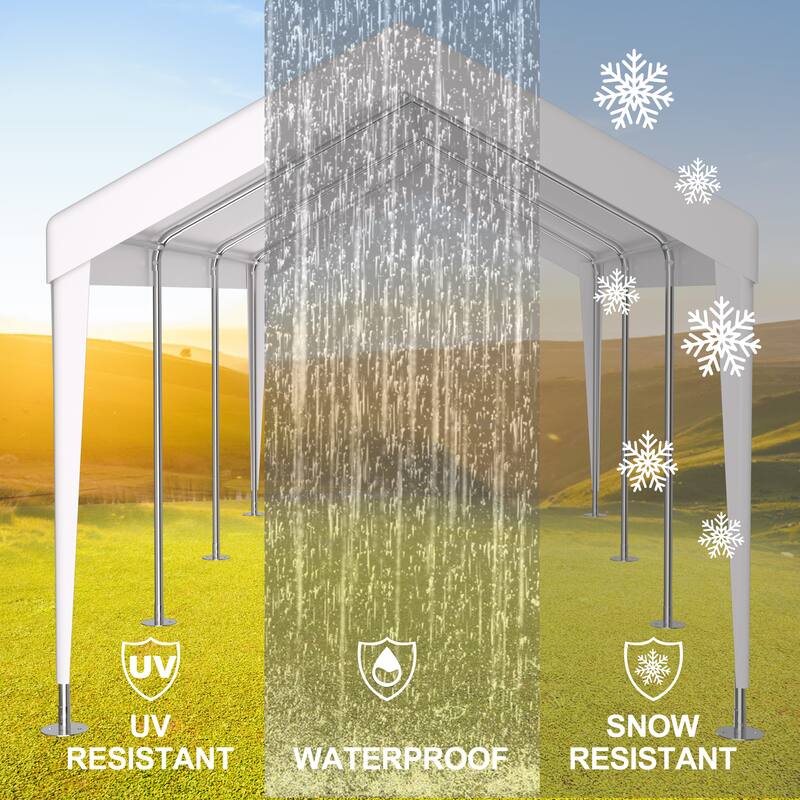 10 x 20 ft Carport Replacement Canopy Cover, UV Protected Tarp with 72 Elastic Buckles, Frame is Not Included