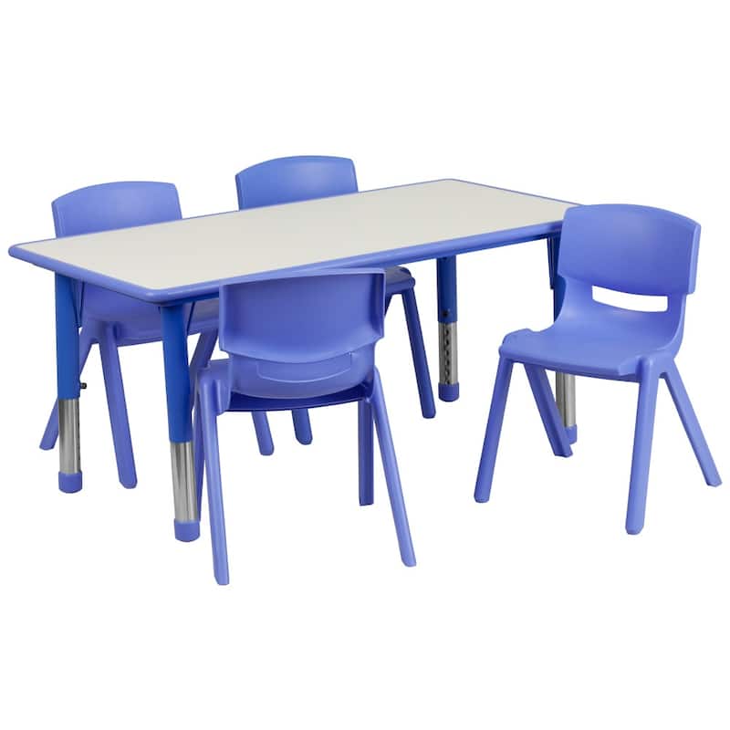 23.625"W x 47.25"L Rectangle Plastic Activity Table Set with 4 Chairs