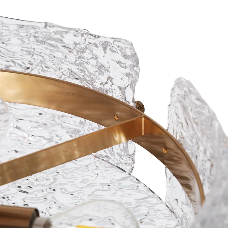 Uolla Modern Glam Gold 4-light Drum Semi Flush Mount Light with Textured Glass - D 15.5"* H 6.5"