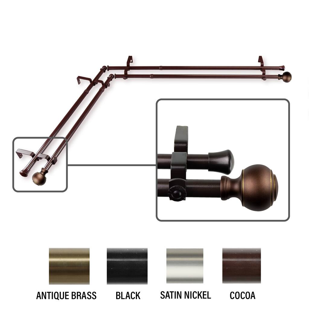 InStyleDesign Vesper Corner Window Double Curtain Rod 13/16 inch dia.