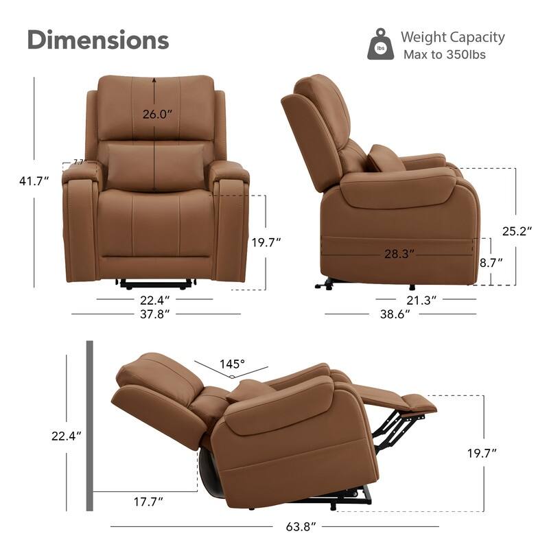 Spruce & Spring Leather Lift Recliner Chair for Elderly with Heat and Massage