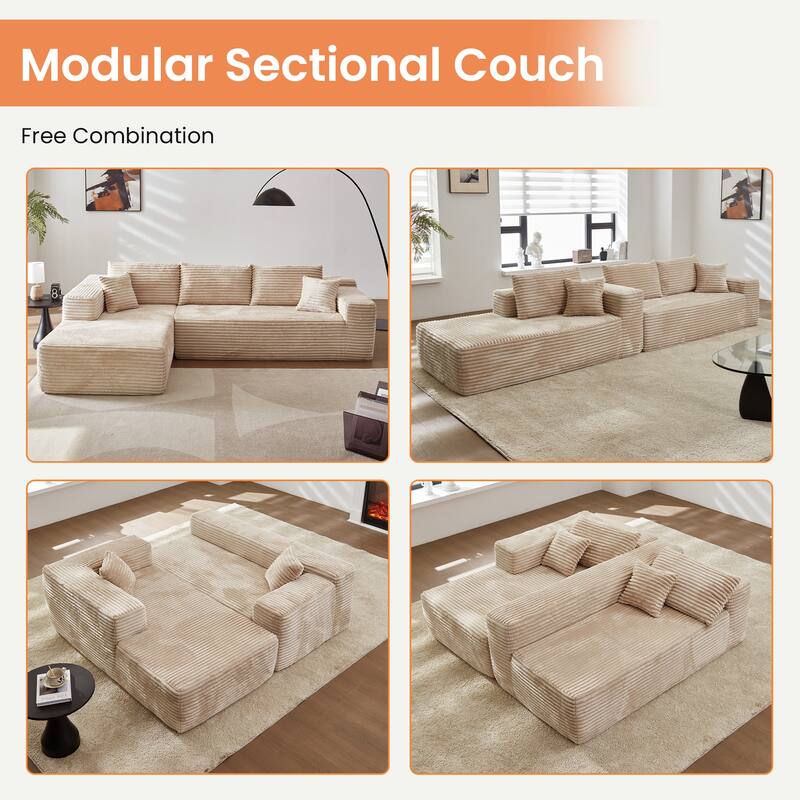 XIZZI Modern Plush Sectional Chaise Couch with Bean Bag Chair