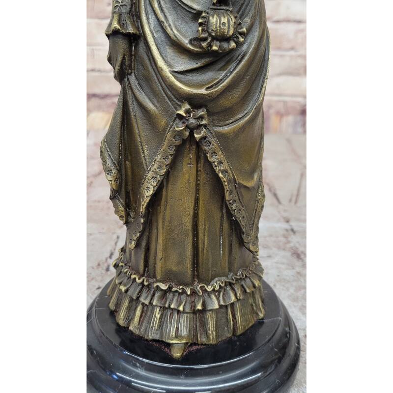 Victorian Lady In Ornate Gown – Refined Bronze Statue For Clic Décor By Vitaleh
