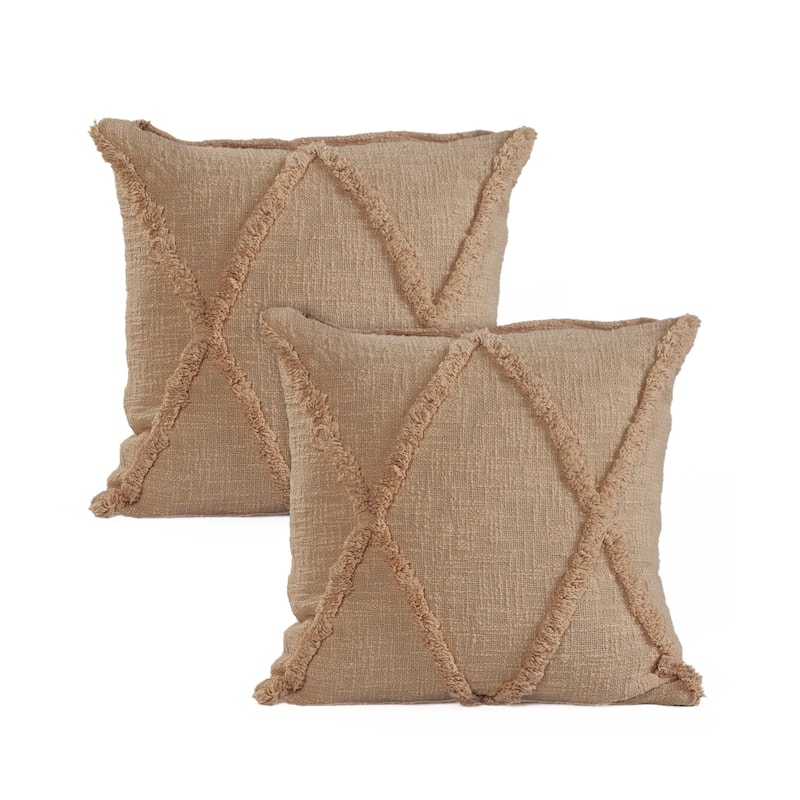 Sevita Flatwoven Cotton Throw Pillow, Set of 2 - Brown