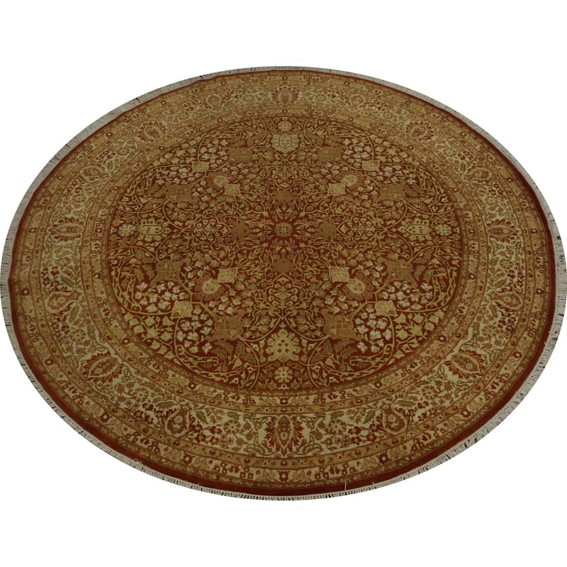 Hand Knotted Oriental 100% Wool Carpet Traditional Floral Oranges & Rust Ziegler Area Rug - 6' 0'' X 6' 1''