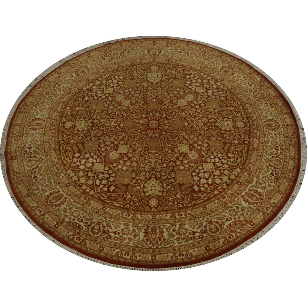 Hand Knotted Oriental 100% Wool Carpet Traditional Floral Oranges & Rust Ziegler Area Rug - 6' 0'' X 6' 1''