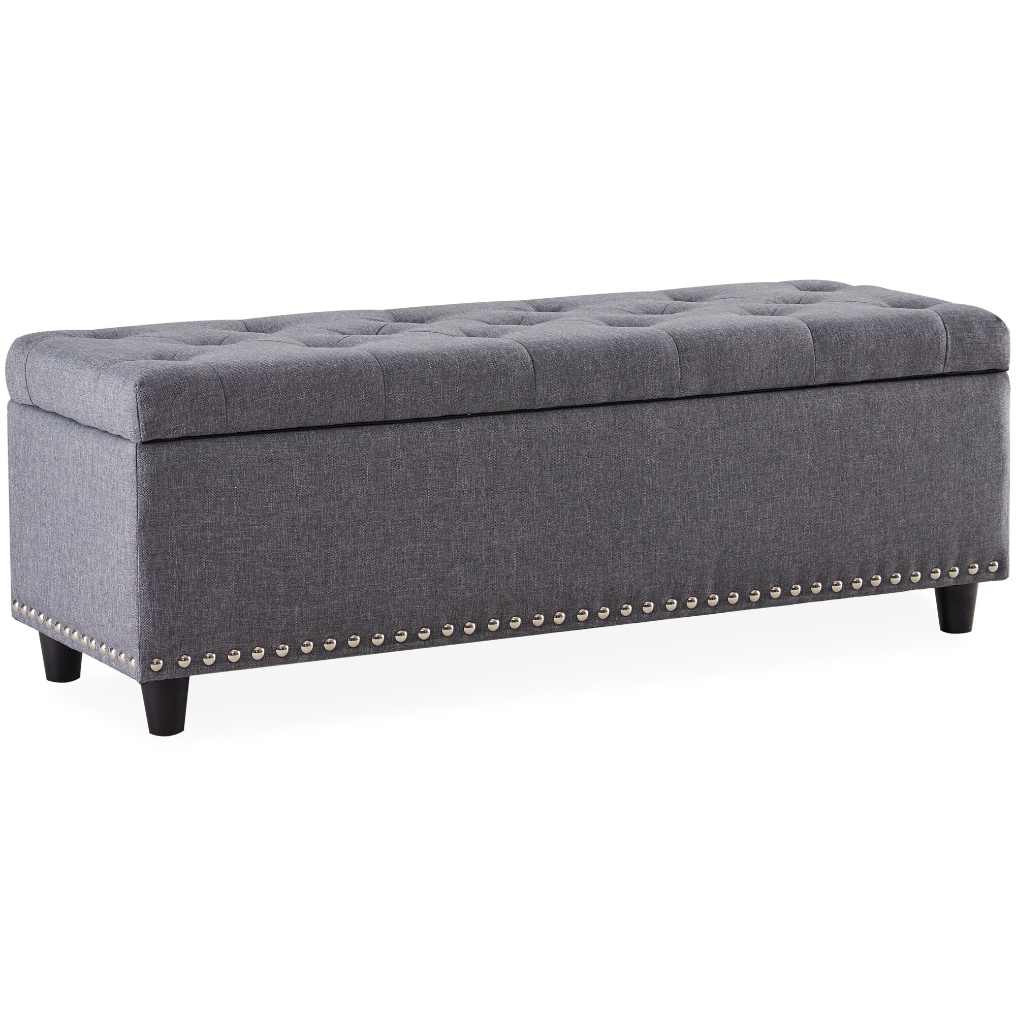 Shop Belleze 48 Rectangular Gray Storage Fabric Ottoman Bench Lift Top Standard On Sale Overstock 15874251