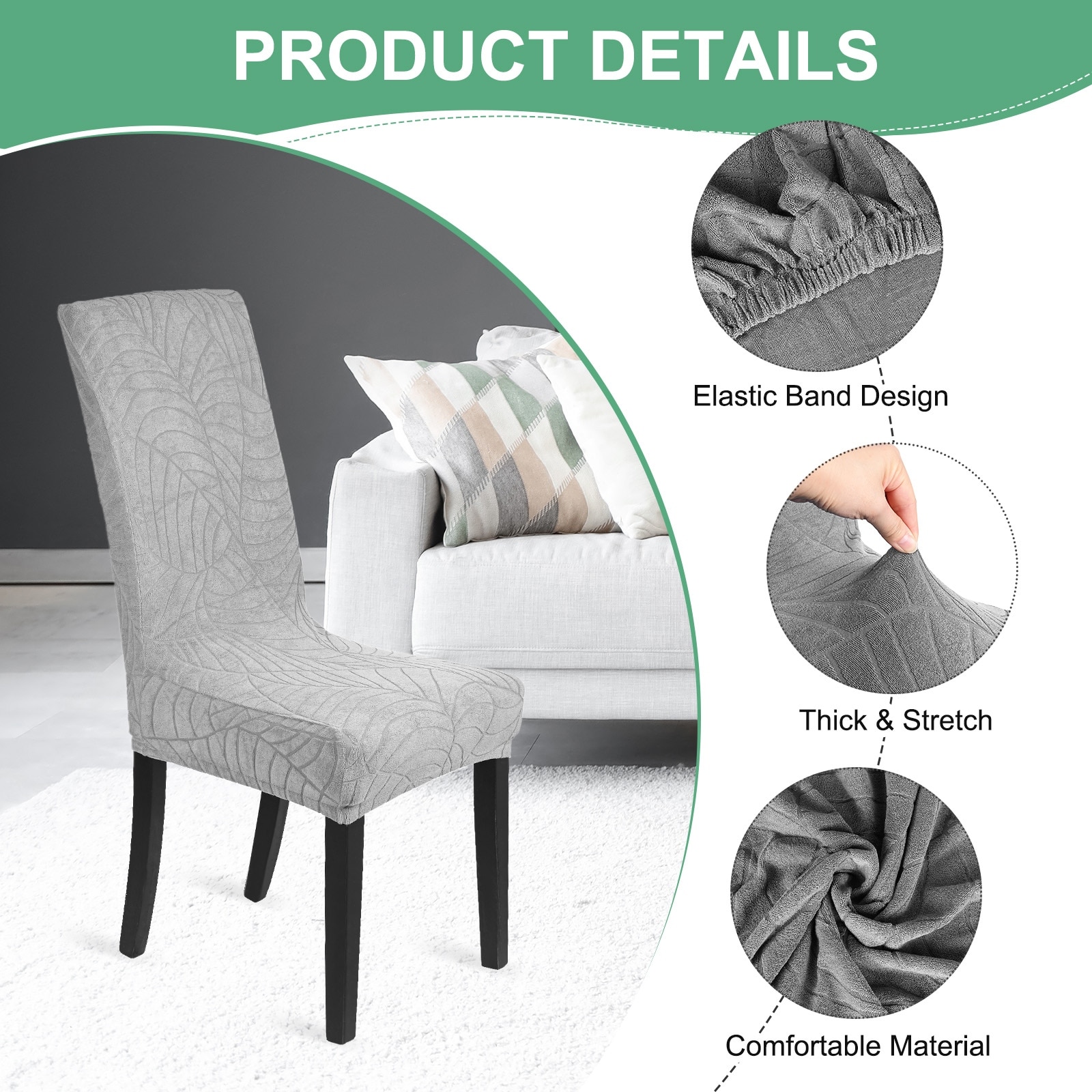 Waterproof Chair Cover, Dining Room Stretch Jacquard Chair Covers Protectors