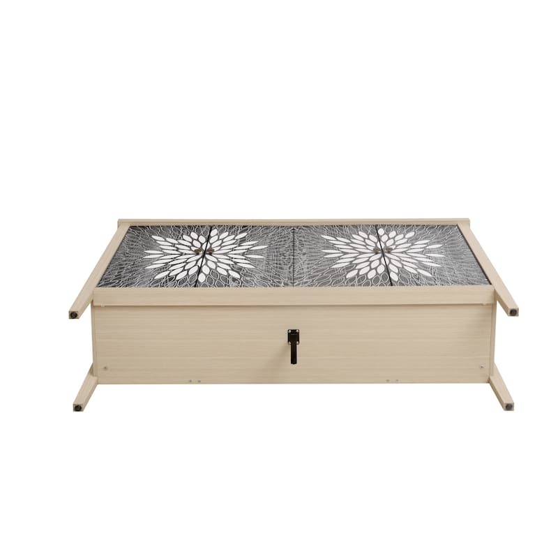 4 Door Carved Storage Cabinet, Multifunctional Wooden Sideboard Cabinet, Accent Cabinet with Adjustable Shelves & Support Feet