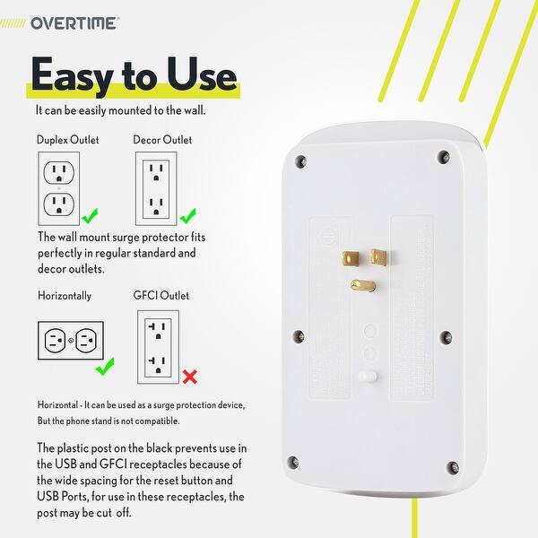 Shop Overtime Socket Shelf 10 Port Wall Mount Surge Protector W Built In Phone Stand 4 Pack 4 Pack On Sale Overstock 31784946