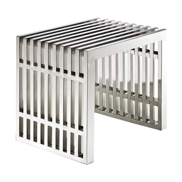 slide 1 of 4, Nove Small Bench Brushed Silver - H16.5x W20x D15
