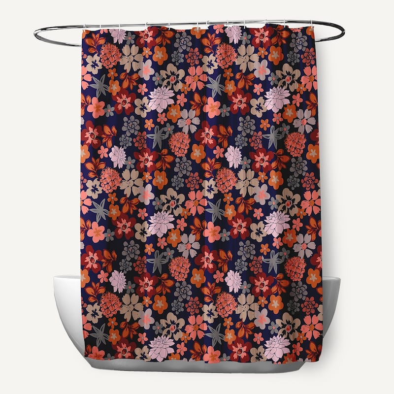 Succulent Garden Shower Curtain - Navy
