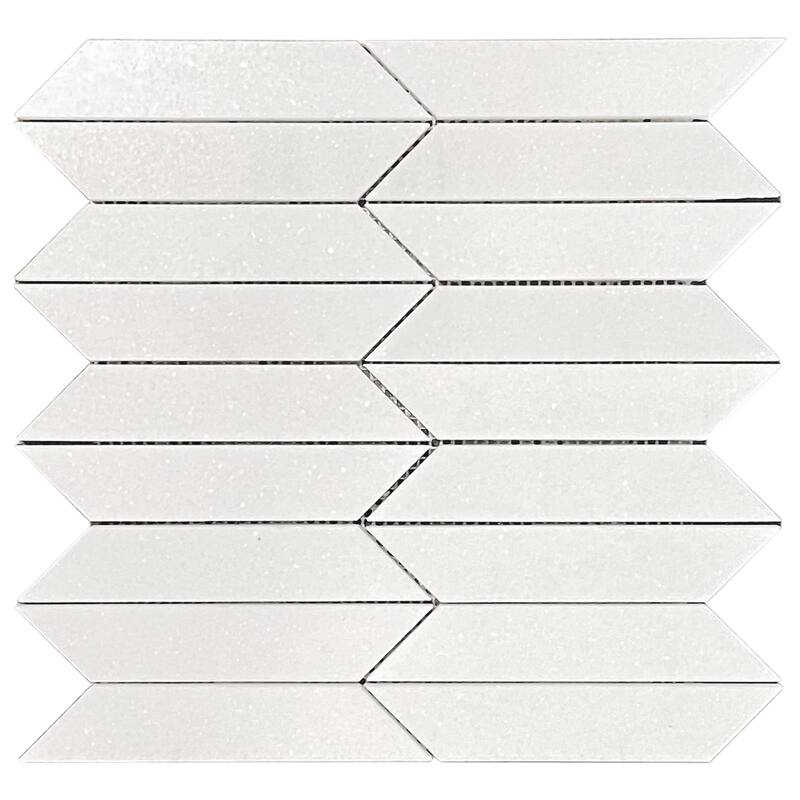 Thassos Marble Picket Water Jet Polished Mosaic Tile - 5 Sheets (4.60 sf) - Glossy - White