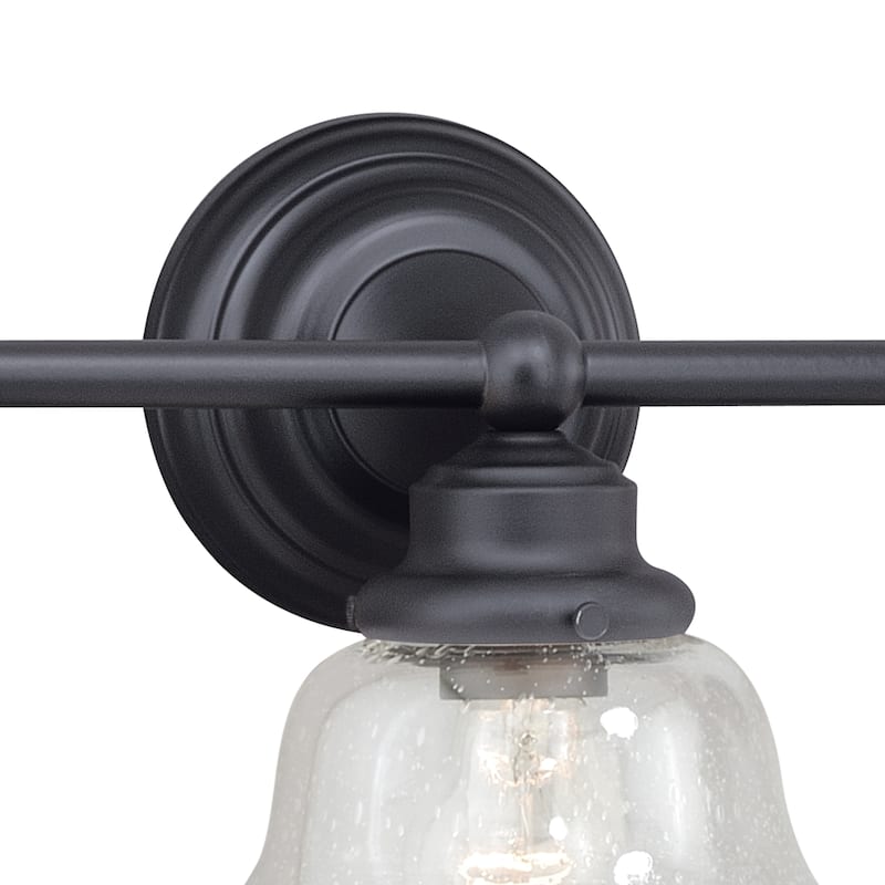 Vaxcel Huntley 3L Oil Rubbed Bronze Schoolhouse Bathroom Vanity Light - 24-in W x 10-in H x 7-in D