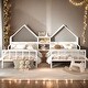 preview thumbnail 2 of 16, Kids and Baby Twin Size Double Platform Bed with House-shaped Headboard,Built-in Nightstand