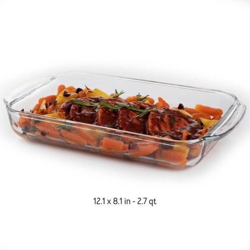 3-Piece Transparent Glass Casserole Dish Set with Handles for Baking and Table Serving - 2 qt & 2.7 qt & 3.4 qt (3 piece set)
