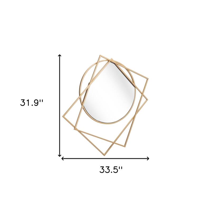 HomeRoots 32" Gold Abstract Framed Accent Mirror
