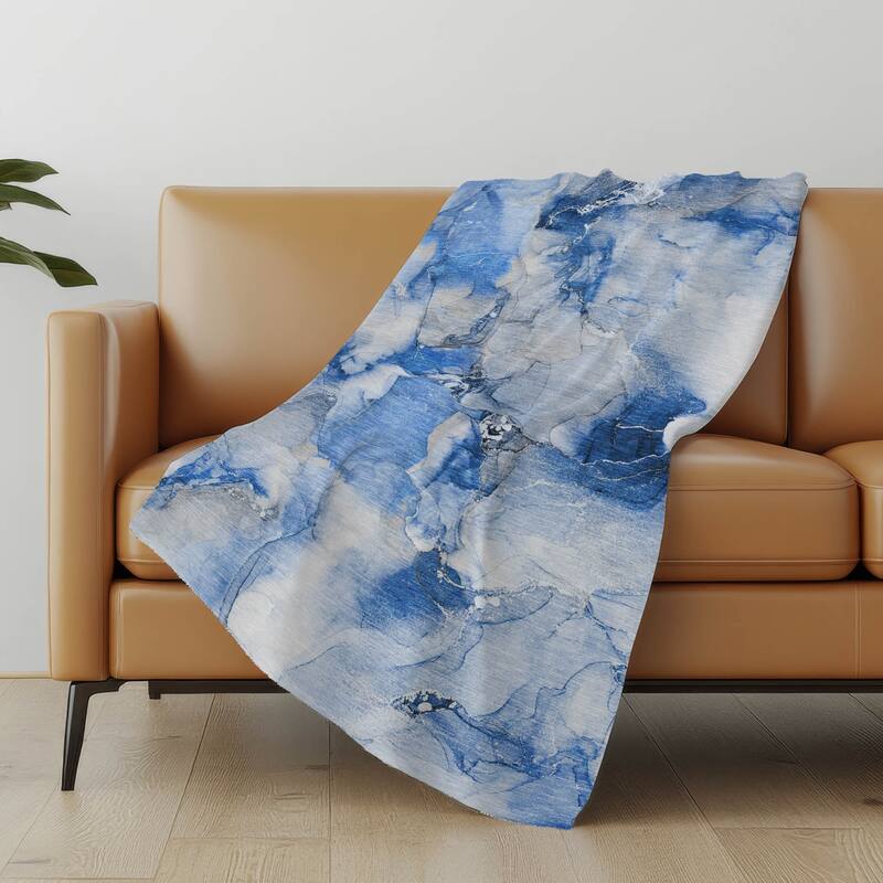 Premium Machine Washable Modern Watercolor Sherpa Throw Blanket
