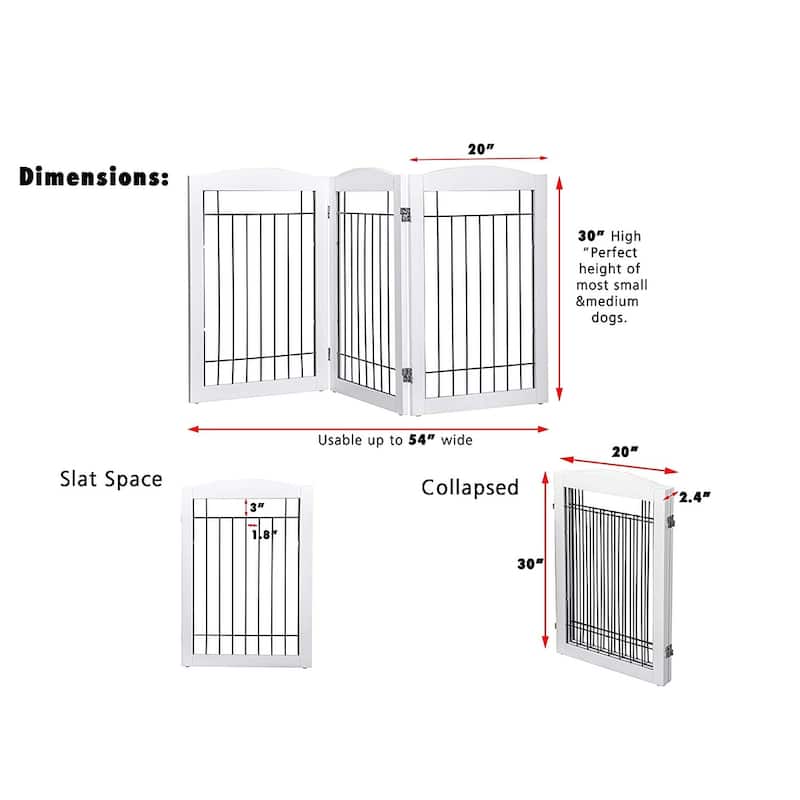Spirich Freestanding Black Wire Pet Gate,60 inches Extra Wide,30 inches Tall Dog Gate ,Pet Puppy Safety Fence, 3 Panels