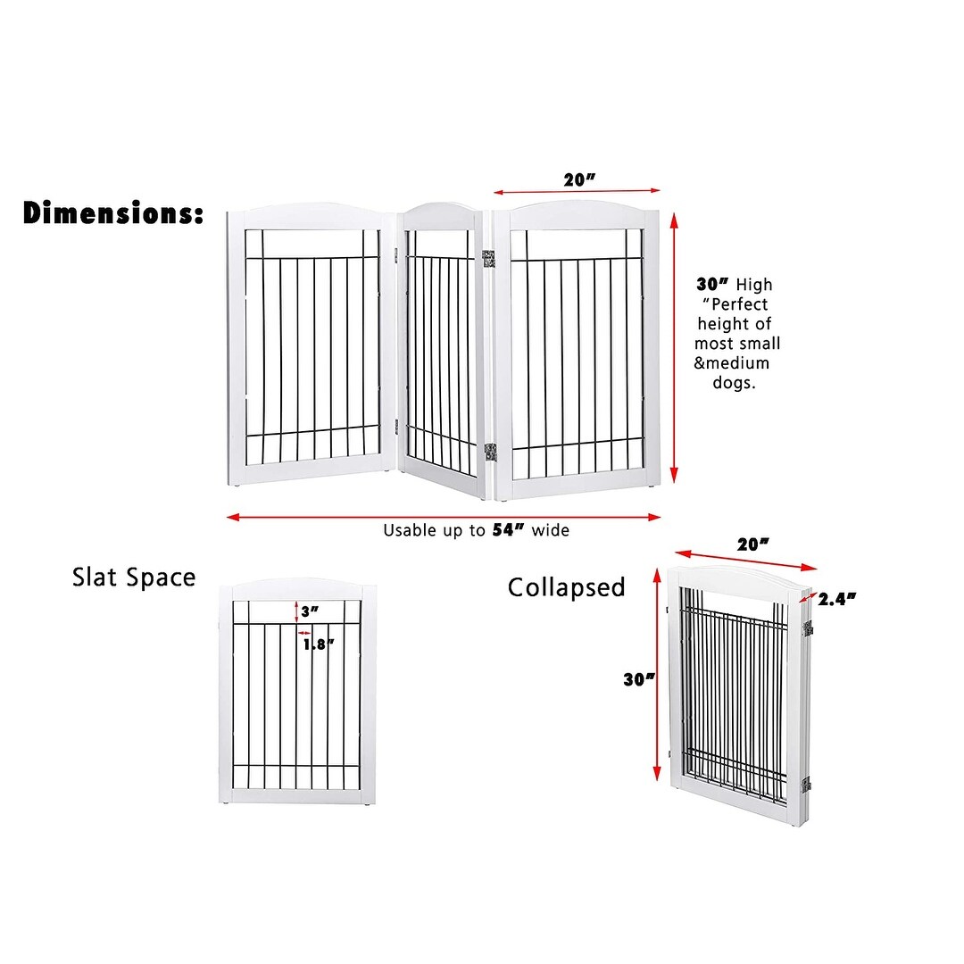 Spirich Freestanding Black Wire Pet Gate 60 inches Extra Wide 30