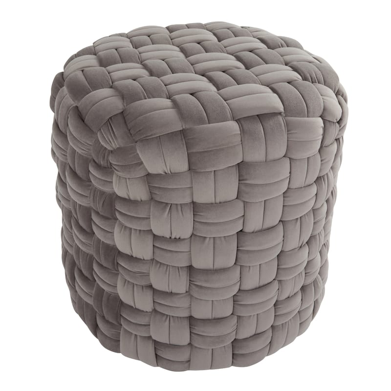 Silver Orchid Camilla Braided Round 16" Ottoman - Dark Grey