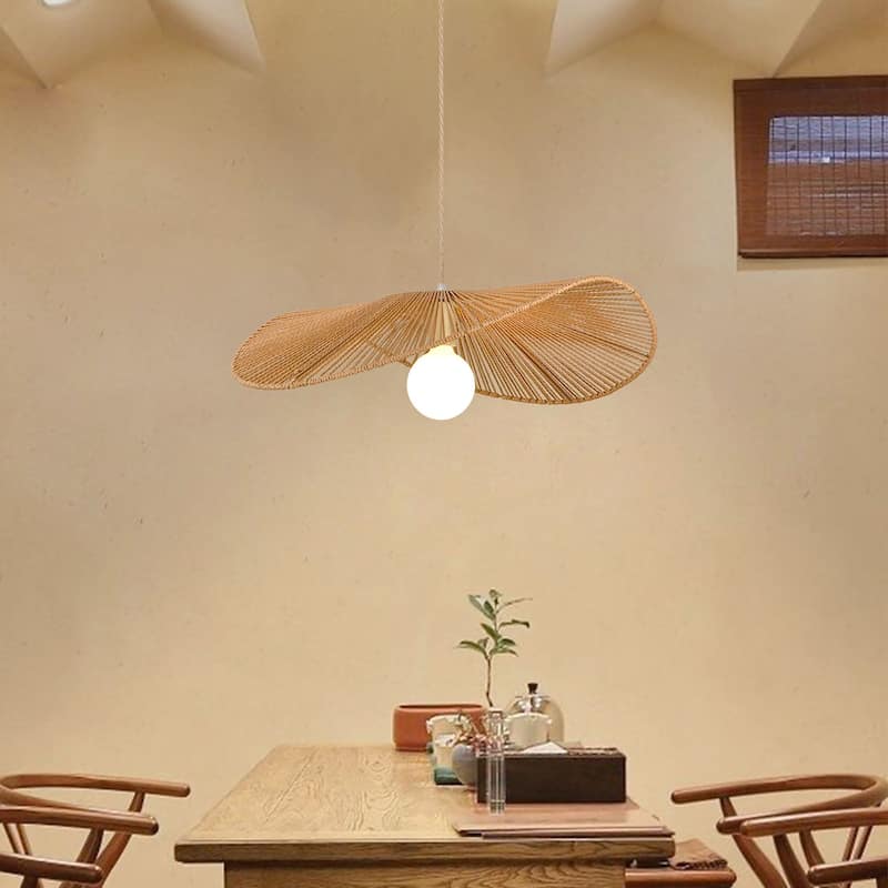1 - Light Rattan Kitchen Island Pendant - Walnut