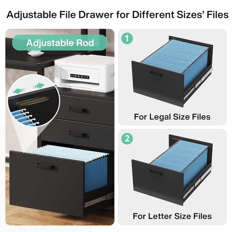 63 Inch Computer Desk with 3 Drawers, Modern Office Table with Monitor Stand and Printer Space for Home Office