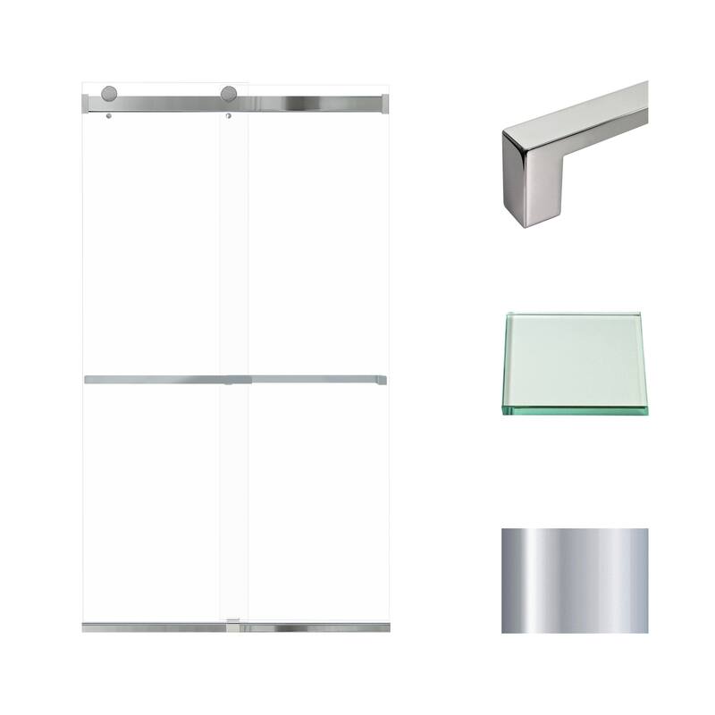 Brianna 48 in. W x 80 in. H By-Pass Frameless Shower Door with Clear Glass - 44-48-in W x 80-in H